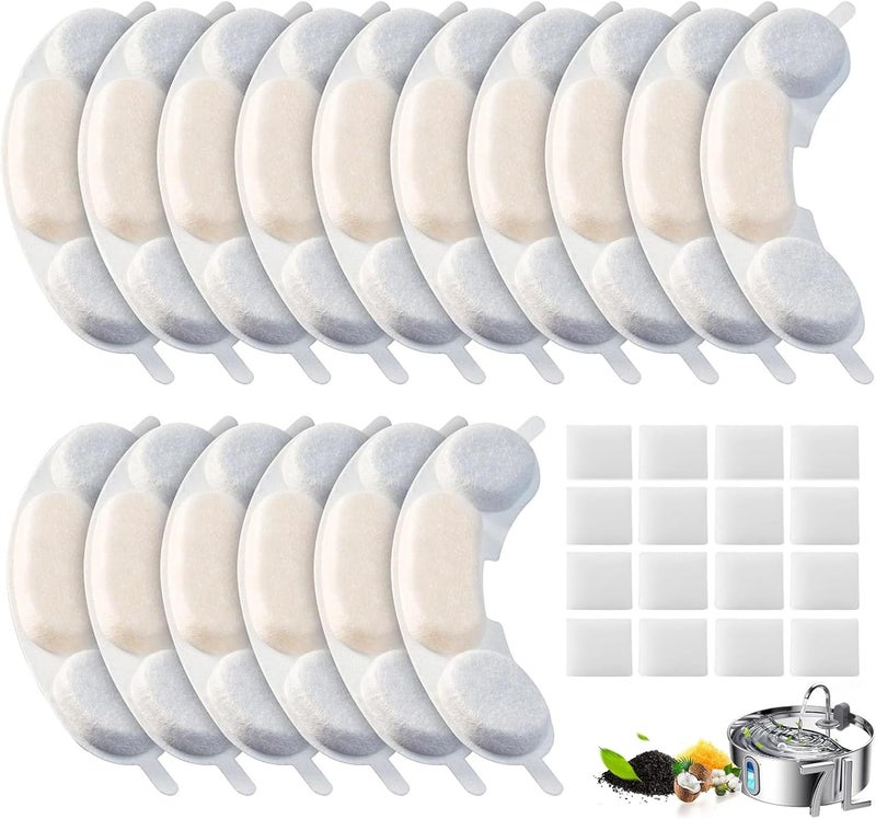 OUPUSES 16 Pack Dog Water Replacement Filters Compatible with Smartoo 7L / 236oz / 1.8Gal Stainless Steel Dog Water Fountain, Pet Dog Fountain Filter Replacement,16 Filters + 16 Sponge - Image 1